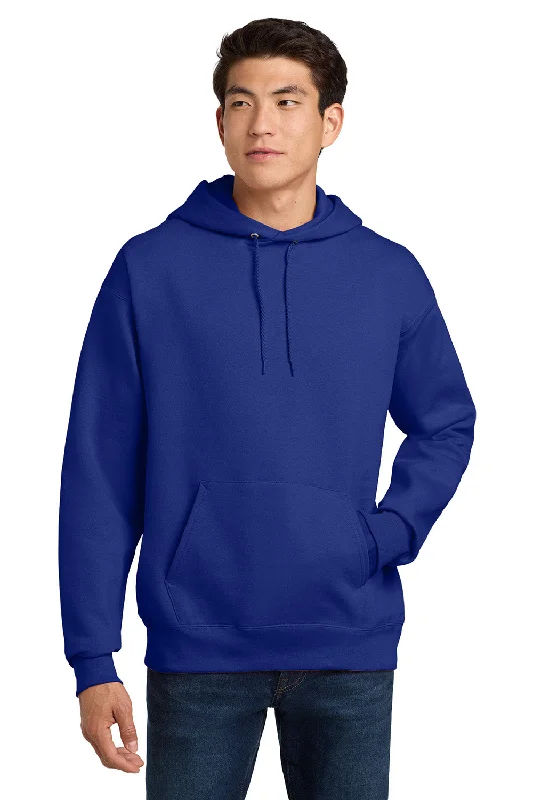 Men's adventure-ready hoodie-Hanes Mens Ultimate Cotton PrintPro XP Pill Resistant Hooded Sweatshirt Hoodie w/ Pouch Pocket - Deep Royal Blue