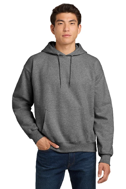 Men's casual hoodie-Hanes Mens Ultimate Cotton PrintPro XP Pill Resistant Hooded Sweatshirt Hoodie w/ Pouch Pocket - Light Steel Grey