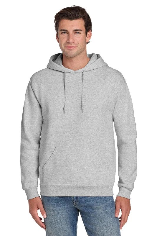 Men's quick-dry hoodie-Jerzees Mens Super Sweats NuBlend Pill Resistant Fleece Hooded Sweatshirt Hoodie w/ Pouch Pocket - Ash Grey