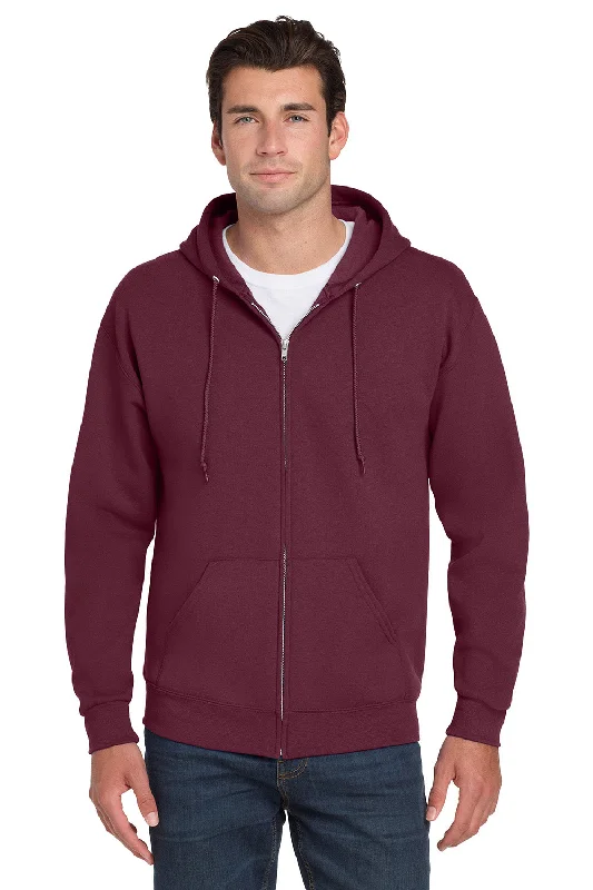 Men's eco-conscious hoodie-Jerzees Mens NuBlend Pill Resistant Fleece Full Zip Hooded Sweatshirt Hoodie w/ Pockets - Maroon