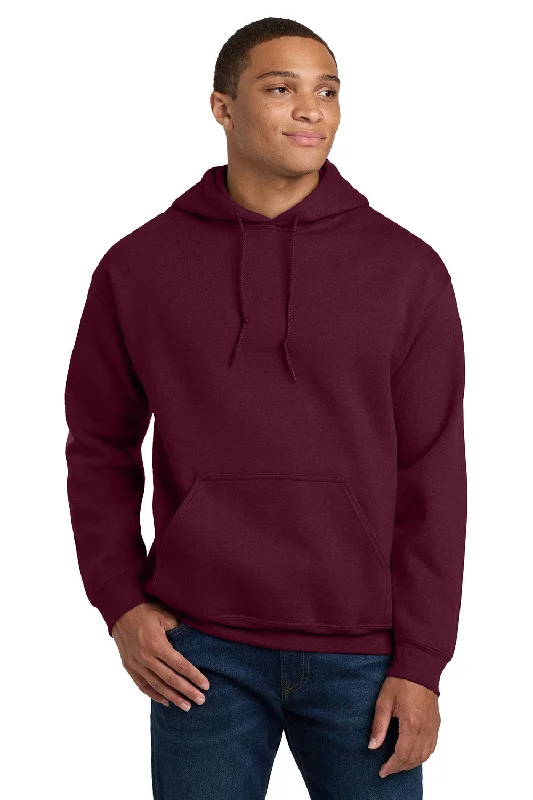 Men's high-performance hoodie-Gildan Mens Pill Resistant Hooded Sweatshirt Hoodie w/ Pouch Pocket - Maroon