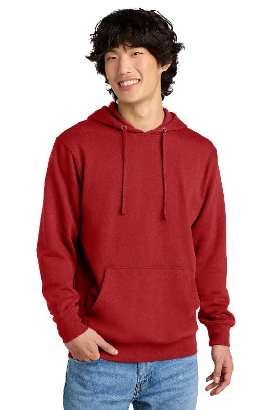 Men's eco-friendly hoodie-District Mens Very Important Fleece Hooded Sweatshirt Hoodie w/ Pouch Pocket - Classic Red