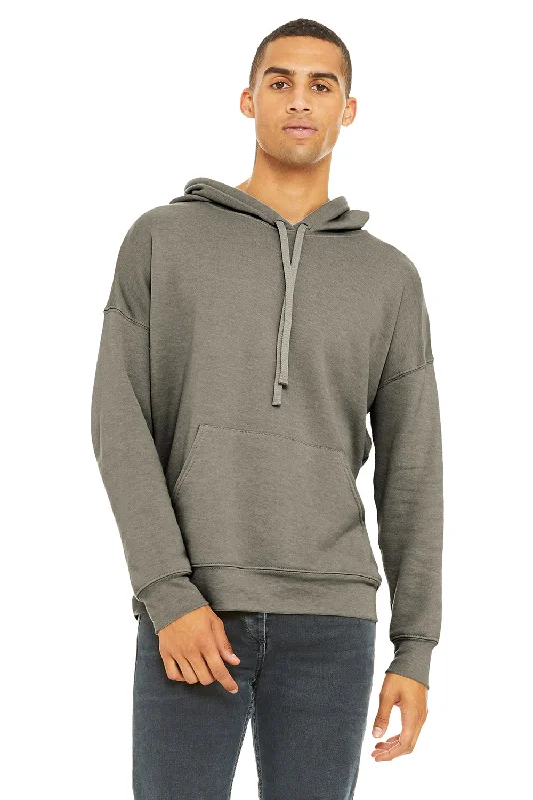 Men's wrinkle-resistant hoodie-Bella + Canvas Mens Sponge Fleece Hooded Sweatshirt Hoodie w/ Pouch Pocket - Heather Stone