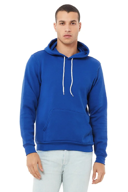 Men's eco-conscious hoodie-Bella + Canvas Mens Sponge Fleece Hooded Sweatshirt Hoodie w/ Pouch Pocket - True Royal Blue