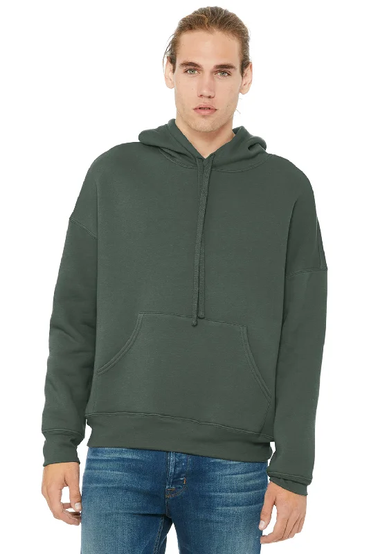 Men's ultra-comfortable hoodie-Bella + Canvas Mens Sponge Fleece Hooded Sweatshirt Hoodie w/ Pouch Pocket - Military Green