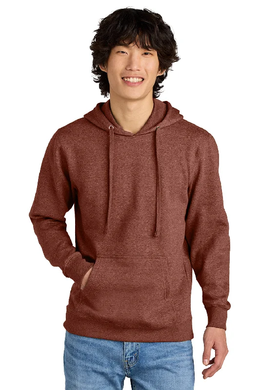 Men's adaptable hoodie-District Mens Very Important Fleece Hooded Sweatshirt Hoodie w/ Pouch Pocket - Heather Russet Red