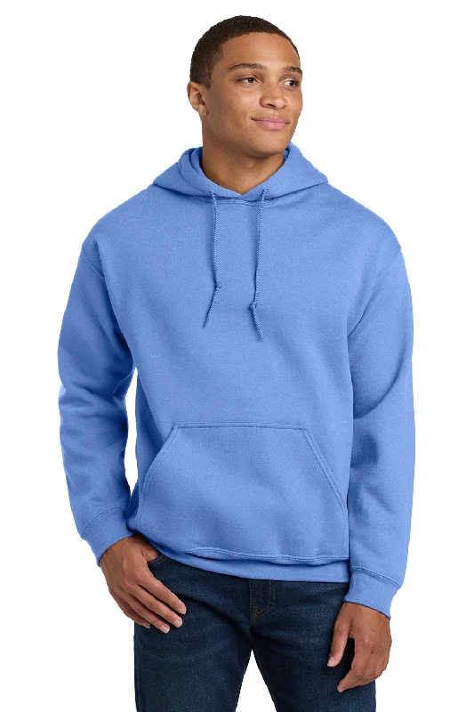 Men's sporty hoodie-Gildan Mens Pill Resistant Hooded Sweatshirt Hoodie w/ Pouch Pocket - Carolina Blue