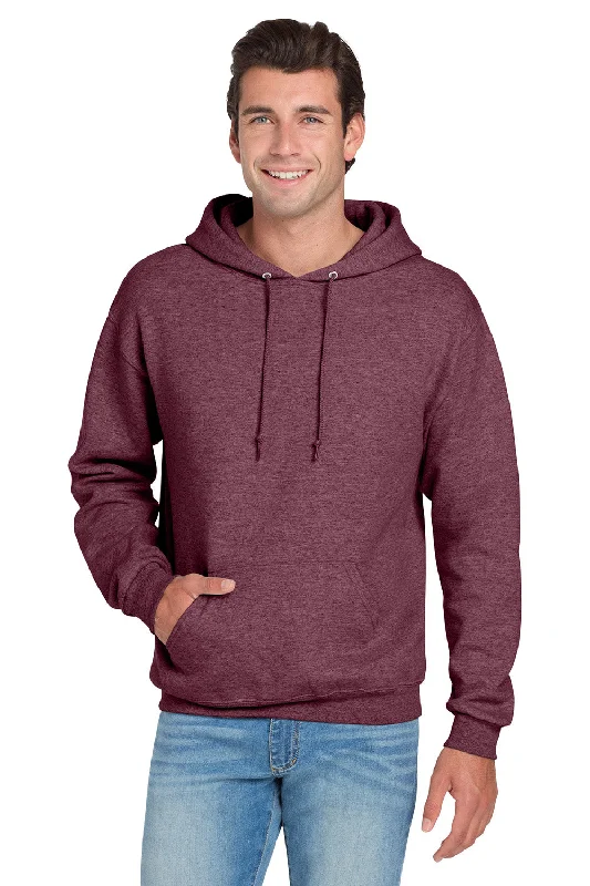 Men's quick-dry hoodie-Jerzees Mens NuBlend Pill Resistant Fleece Hooded Sweatshirt Hoodie w/ Pouch Pocket - Vintage Heather Maroon