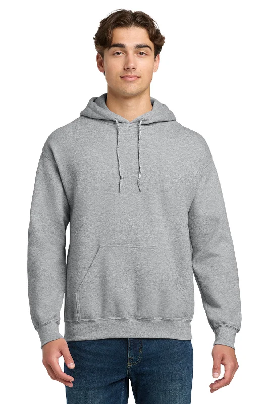 Men's sustainable hoodie-Gildan Mens DryBlend Moisture Wicking Hooded Sweatshirt Hoodie w/ Pouch Pocket - Sport Grey