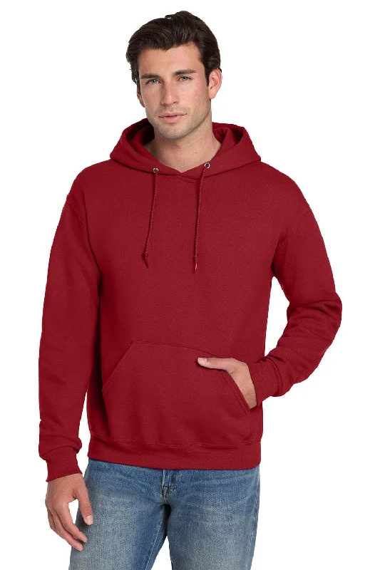 Men's pre-washed hoodie-Jerzees Mens Super Sweats NuBlend Pill Resistant Fleece Hooded Sweatshirt Hoodie w/ Pouch Pocket - True Red