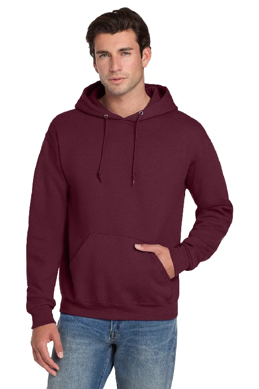 Men's modern hoodie-Jerzees Mens Super Sweats NuBlend Pill Resistant Fleece Hooded Sweatshirt Hoodie w/ Pouch Pocket - Maroon