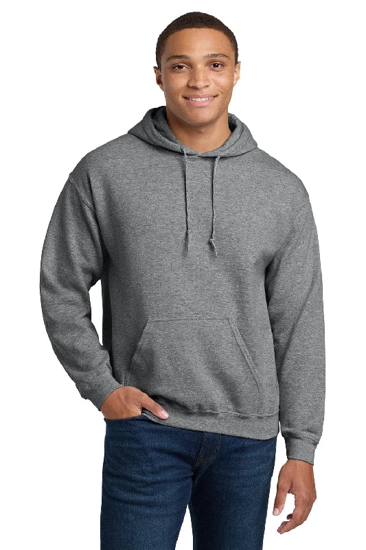 Men's quick-dry hoodie-Gildan Mens Pill Resistant Hooded Sweatshirt Hoodie w/ Pouch Pocket - Heather Graphite Grey