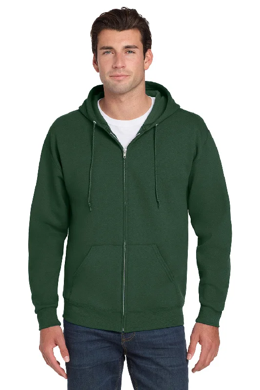 Men's fashion-forward hoodie-Jerzees Mens NuBlend Pill Resistant Fleece Full Zip Hooded Sweatshirt Hoodie w/ Pockets - Forest Green