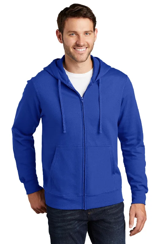 Men's sustainable hoodie-Port & Company Mens Fan Favorite Fleece Full Zip Hooded Sweatshirt Hoodie w/ Pockets - True Royal Blue