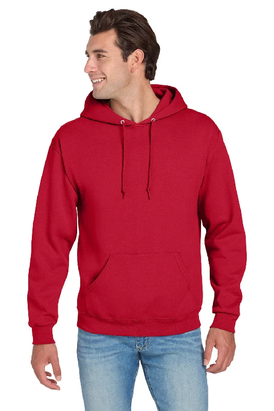 Men's modern hoodie-Jerzees Mens NuBlend Pill Resistant Fleece Hooded Sweatshirt Hoodie w/ Pouch Pocket - True Red