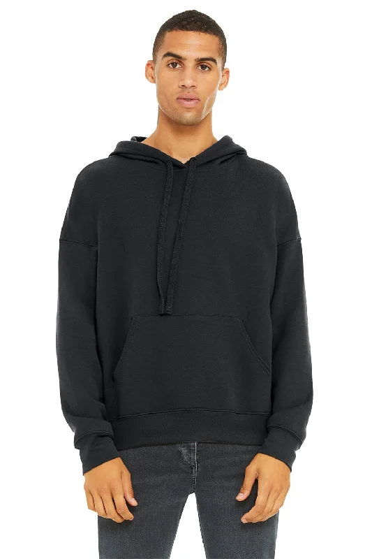 Men's comfortable hoodie-Bella + Canvas Mens Sponge Fleece Hooded Sweatshirt Hoodie w/ Pouch Pocket - Dark Grey