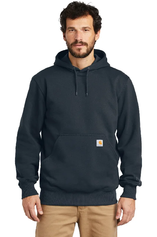 Men's relaxed fit hoodie-Carhartt Mens Paxton Rain Defender Water Resistant Hooded Sweatshirt Hoodie w/ Pouch Pocket - Navy Blue