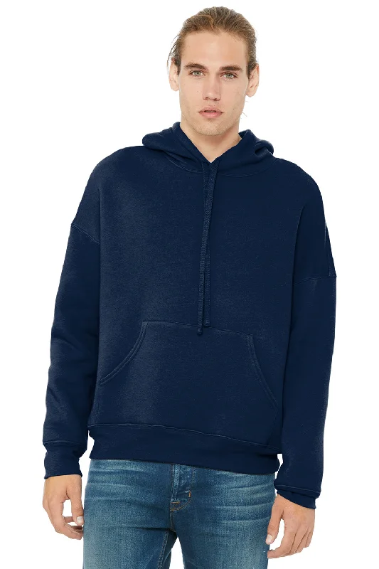 Men's tech-inspired hoodie-Bella + Canvas Mens Sponge Fleece Hooded Sweatshirt Hoodie w/ Pouch Pocket - Navy Blue