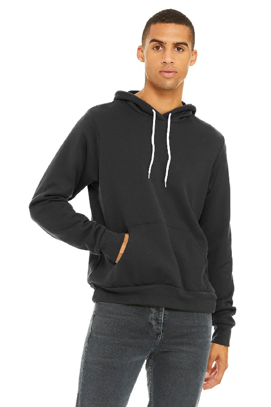 Men's lightweight hoodie-Bella + Canvas Mens Sponge Fleece Hooded Sweatshirt Hoodie w/ Pouch Pocket - Dark Grey