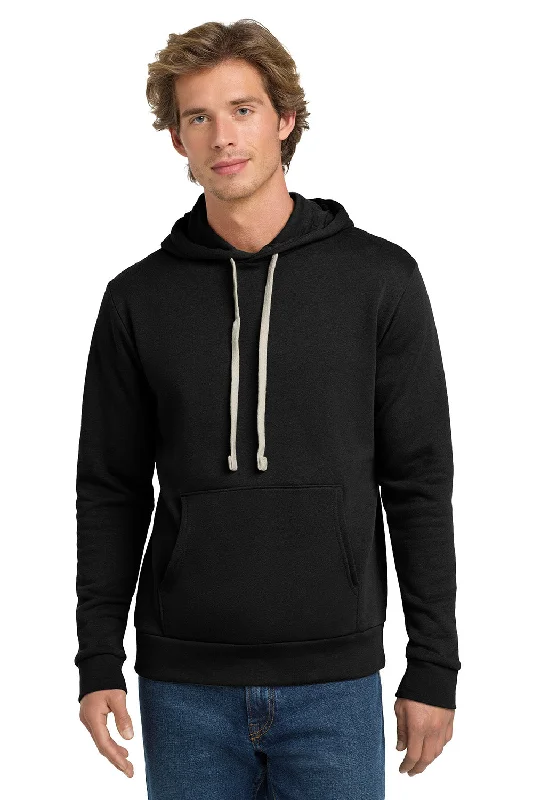 Men's modern hoodie-Next Level Mens Fleece Hooded Sweatshirt Hoodie w/ Pouch Pocket - Black