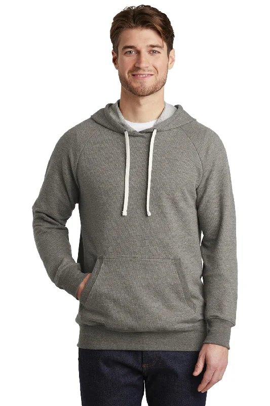 Men's eco-conscious hoodie-District Mens Perfect French Terry Hooded Sweatshirt Hoodie w/ Pouch Pocket - Grey Frost