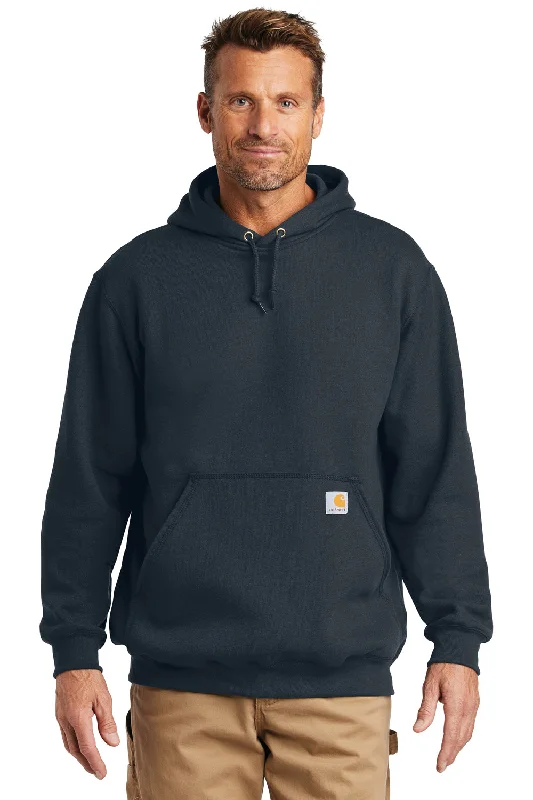 Men's lightweight hoodie-Carhartt Mens Hooded Sweatshirt Hoodie w/ Pouch Pocket - Navy Blue