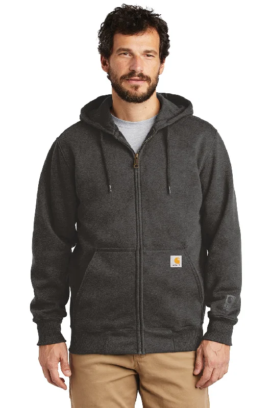 Men's sustainable hoodie-Carhartt Mens Paxton Rain Defender Water Resistant Full Zip Hooded Sweatshirt Hoodie w/ Pockets - Heather Carbon Grey