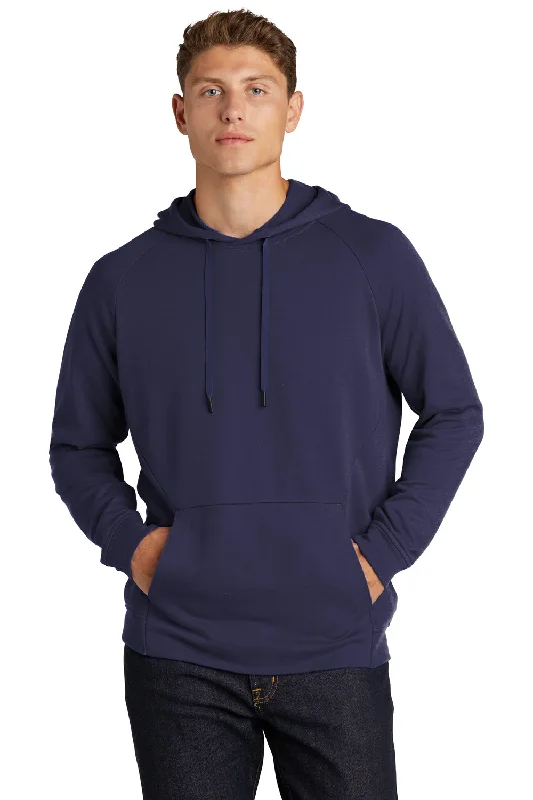 Men's sporty hoodie-Sport-Tek Mens French Terry Hooded Sweatshirt Hoodie w/ Pouch Pocket - True Navy Blue