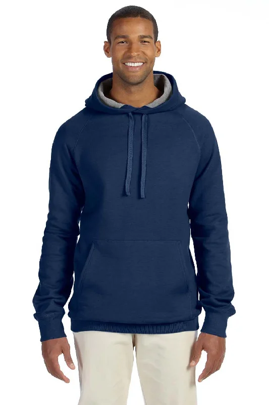 Men's antibacterial hoodie-Hanes Mens Nano Fleece Hooded Sweatshirt Hoodie w/ Pouch Pocket - Vintage Navy Blue - Closeout