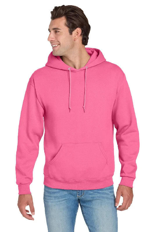 Men's non-iron hoodie-Jerzees Mens NuBlend Pill Resistant Fleece Hooded Sweatshirt Hoodie w/ Pouch Pocket - Neon Pink