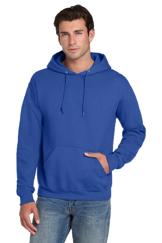 Men's performance hoodie-Jerzees Mens Super Sweats NuBlend Pill Resistant Fleece Hooded Sweatshirt Hoodie w/ Pouch Pocket - Royal Blue