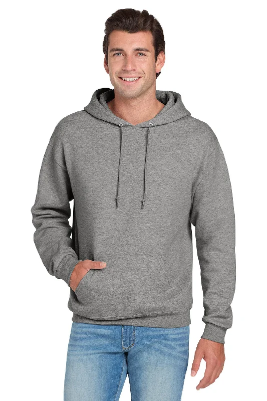 Men's high-stretch hoodie-Jerzees Mens NuBlend Pill Resistant Fleece Hooded Sweatshirt Hoodie w/ Pouch Pocket - Oxford Grey