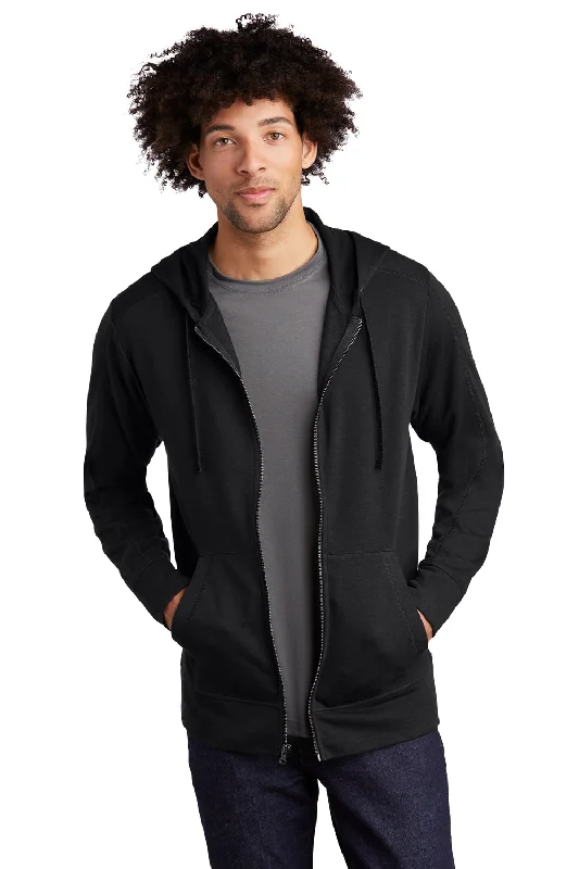 Men's relaxed fit hoodie-Sport-Tek Mens Moisture Wicking Fleece Full Zip Hooded Sweatshirt Hoodie w/ Pockets - Black