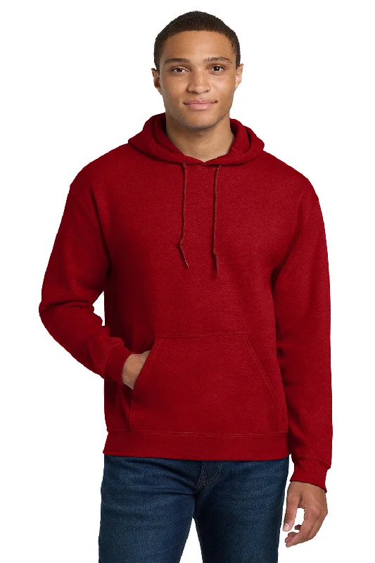 Men's summer hoodie-Gildan Mens Pill Resistant Hooded Sweatshirt Hoodie w/ Pouch Pocket - Antique Cherry Red