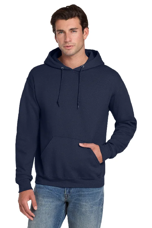 Men's sustainable hoodie-Jerzees Mens Super Sweats NuBlend Pill Resistant Fleece Hooded Sweatshirt Hoodie w/ Pouch Pocket - Navy Blue