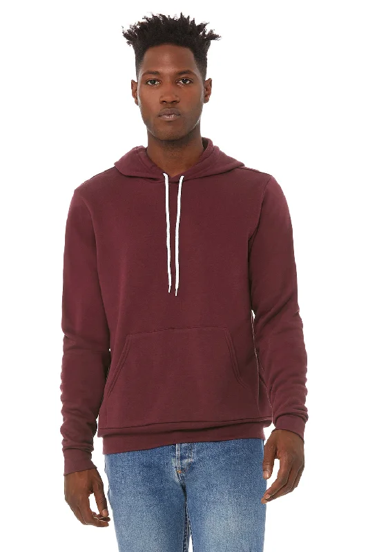 Men's adaptable hoodie-Bella + Canvas Mens Sponge Fleece Hooded Sweatshirt Hoodie w/ Pouch Pocket - Maroon