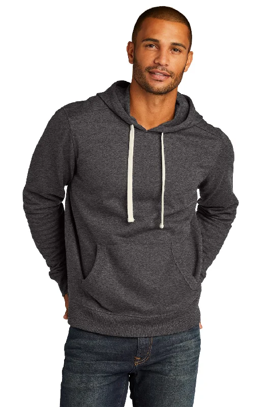 Men's adventure-ready hoodie-District Mens Re-Fleece Hooded Sweatshirt Hoodie w/ Pouch Pocket - Heather Charcoal Grey