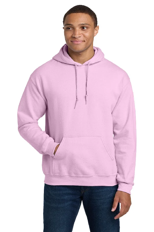 Men's performance hoodie-Gildan Mens Pill Resistant Hooded Sweatshirt Hoodie w/ Pouch Pocket - Light Pink