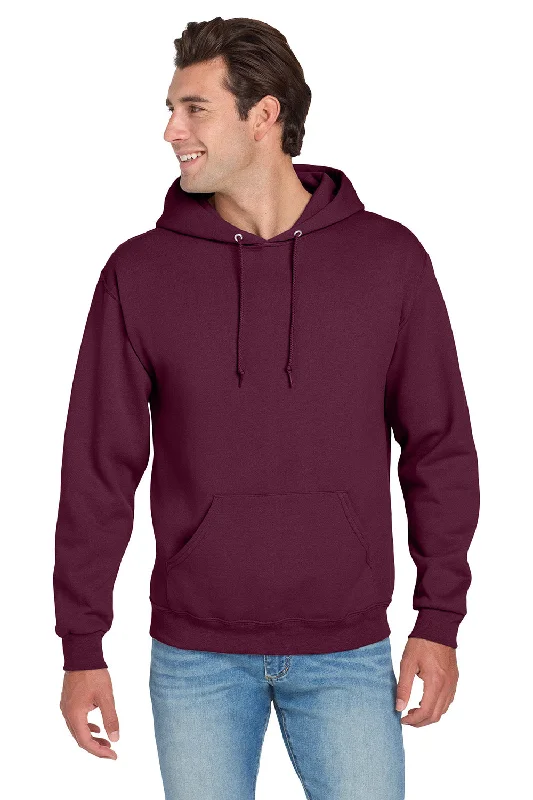 Men's organic hoodie-Jerzees Mens NuBlend Pill Resistant Fleece Hooded Sweatshirt Hoodie w/ Pouch Pocket - Maroon