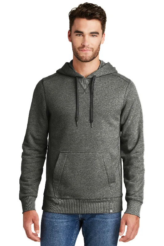 Men's antibacterial hoodie-New Era Mens Sueded French Terry Hooded Sweatshirt Hoodie w/ Pouch Pocket - Black Twist