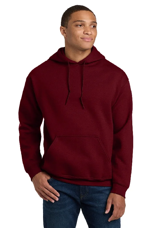 Men's quick-dry hoodie-Gildan Mens Pill Resistant Hooded Sweatshirt Hoodie w/ Pouch Pocket - Garnet Red