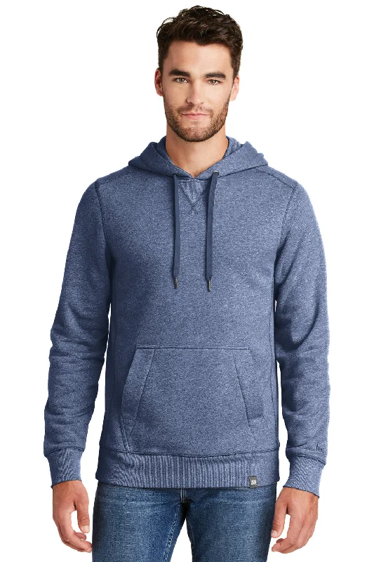 Men's adventure-ready hoodie-New Era Mens Sueded French Terry Hooded Sweatshirt Hoodie w/ Pouch Pocket - Dark Royal Blue Twist