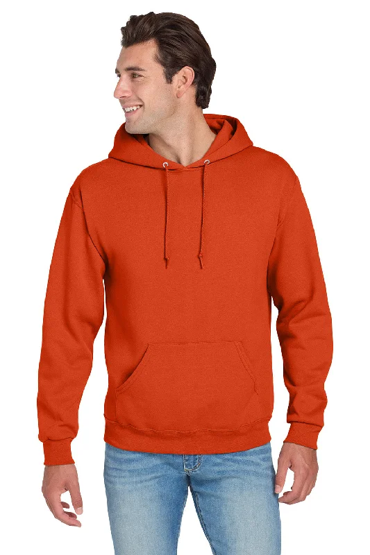 Men's summer hoodie-Jerzees Mens NuBlend Pill Resistant Fleece Hooded Sweatshirt Hoodie w/ Pouch Pocket - Burnt Orange