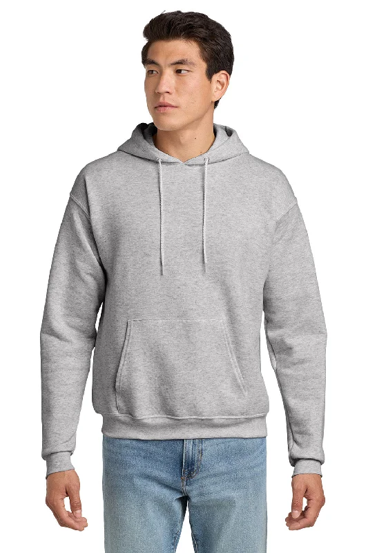 Men's wrinkle-resistant hoodie-Hanes Mens EcoSmart Print Pro XP Pill Resistant Hooded Sweatshirt Hoodie w/ Pouch Pocket - Ash Grey