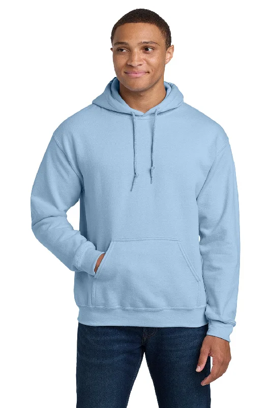 Men's pre-shrunk hoodie-Gildan Mens Pill Resistant Hooded Sweatshirt Hoodie w/ Pouch Pocket - Light Blue