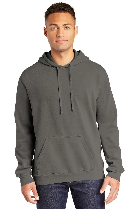 Men's gym-ready hoodie-Comfort Colors Mens Hooded Sweatshirt Hoodie w/ Pouch Pocket - Grey