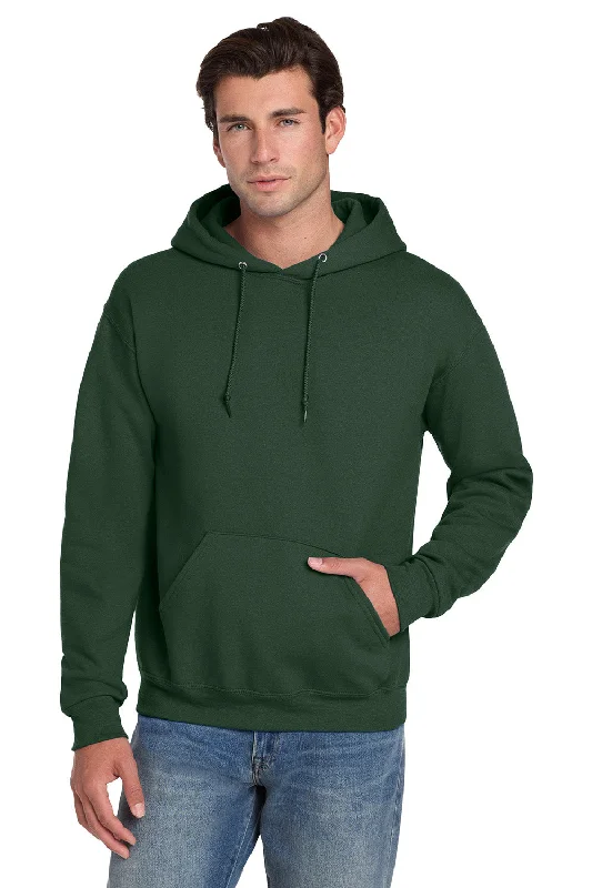 Men's organic hoodie-Jerzees Mens Super Sweats NuBlend Pill Resistant Fleece Hooded Sweatshirt Hoodie w/ Pouch Pocket - Forest Green