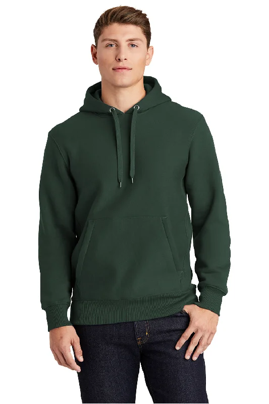 Men's pre-washed hoodie-Sport-Tek Mens Fleece Hooded Sweatshirt Hoodie w/ Pouch Pocket - Dark Green