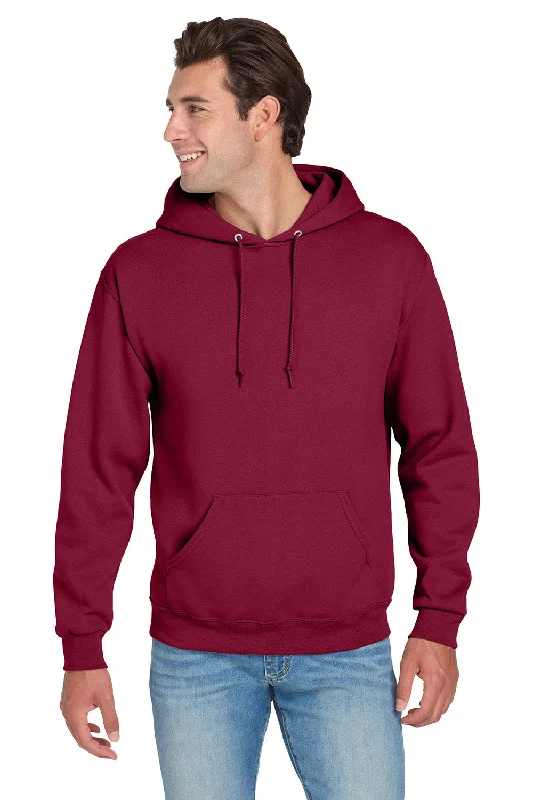 Men's sporty hoodie-Jerzees Mens NuBlend Pill Resistant Fleece Hooded Sweatshirt Hoodie w/ Pouch Pocket - Cardinal Red