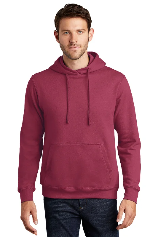 Men's ultra-comfortable hoodie-Port & Company Mens Fan Favorite Fleece Hooded Sweatshirt Hoodie w/ Pouch Pocket - Garnet Red - Closeout